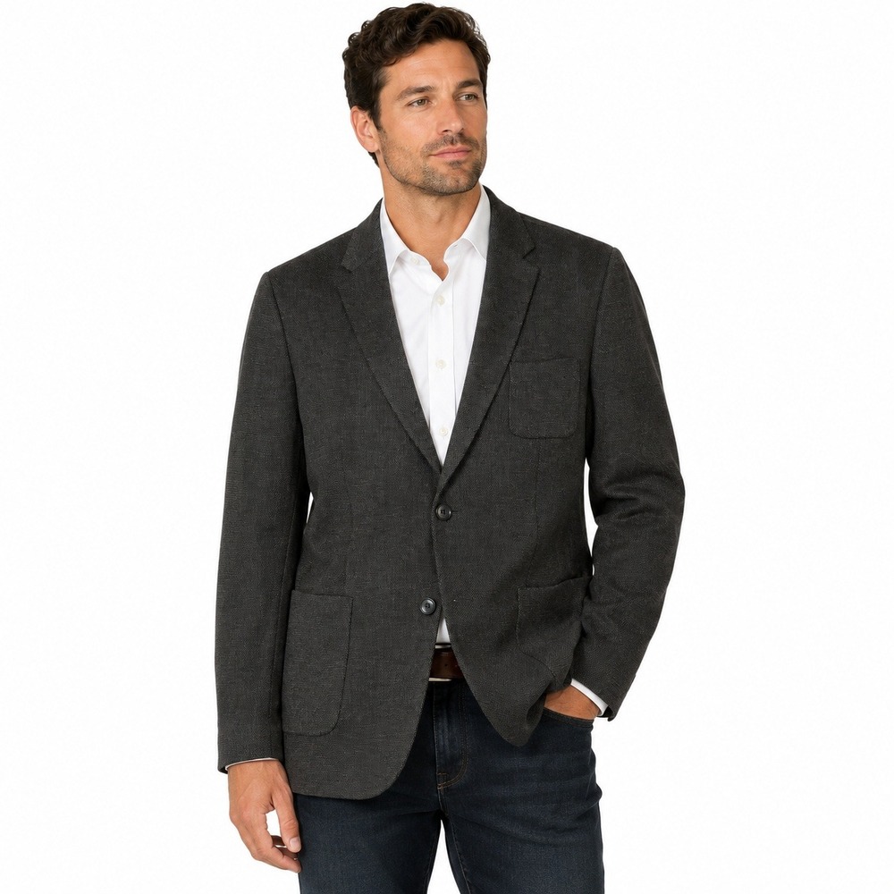 American Tall Blazer Large Charcoal Grey Textured Stretch SportCoat AM-TL-10094